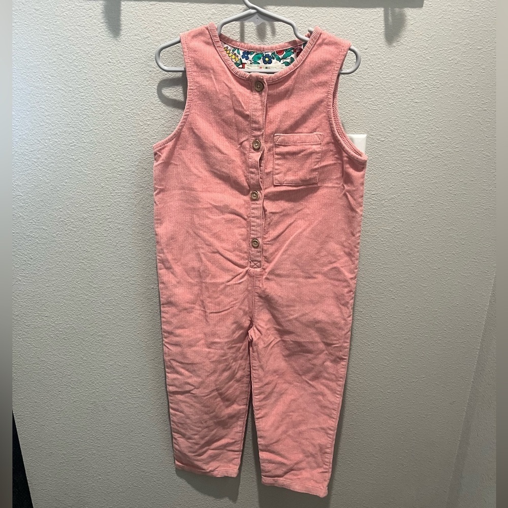 Mini Boden Girls Pink Corduroy Lightweight Overall Jumpsuit Size 4-5